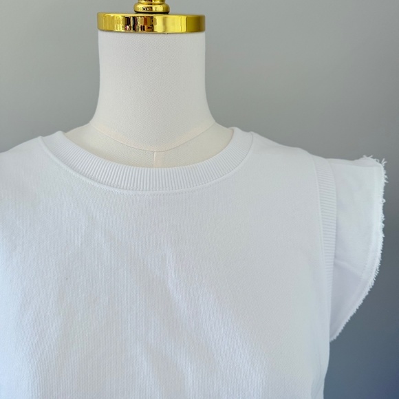 Free People Flutter Sleeve Fleece Tank in White, Sz M - Picture 3 of 8